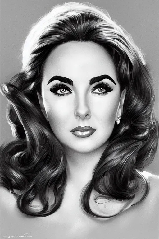 Prompt: portrait of Elizabeth Taylor in the style of Artgerm