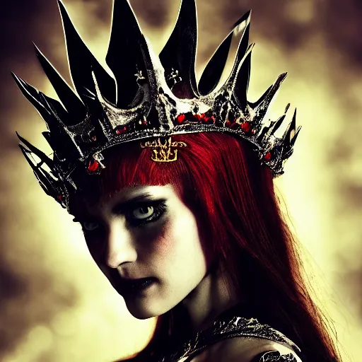 Image similar to the blood crown queen wear the scarlet armor, cinematic lighting, various refining methods, micro macro autofocus, ultra definition, award winning photo