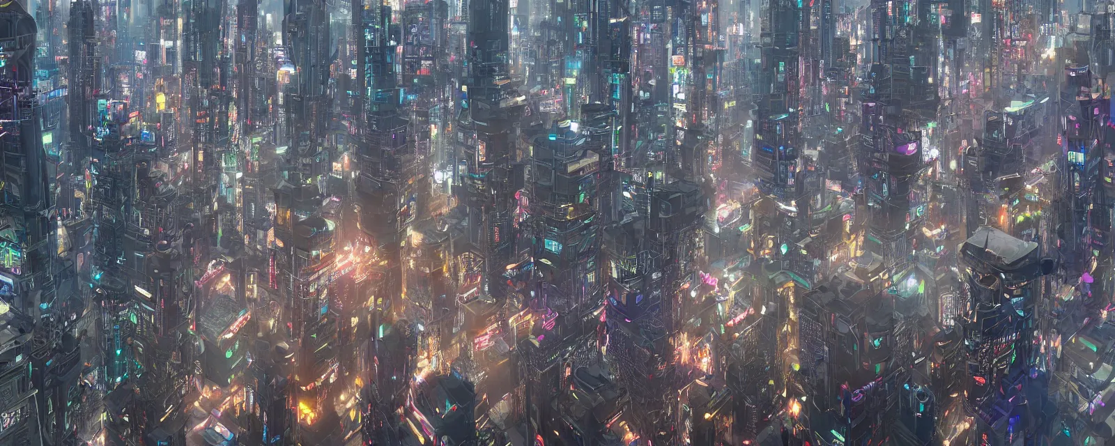 Prompt: cyberpunk multiplanar multidimensional city, skyscrapercity, mist, cranes, flying cars in air, evening, detailed, by james gurney and gustav klimt, lighting by unreal engine, trending on artstation