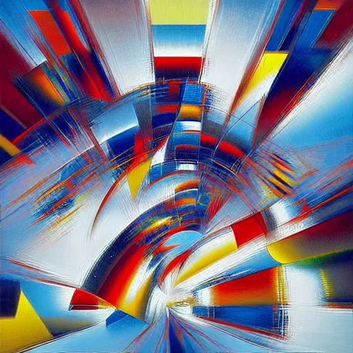 Image similar to abstract art representing momentum, oil painting by john berkey and gabriel dawe, masterwork