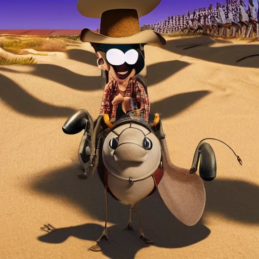 Prompt: Pixar insects wearing cowboy hats