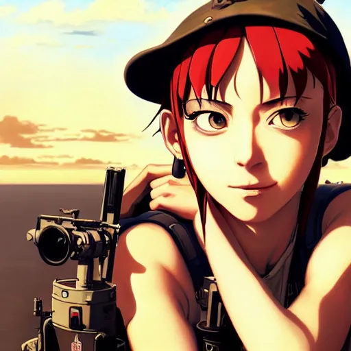 Image similar to tank girl comic art portrait, photo realistic, stylish, highly detailed, digital painting, ghibli masterpiece!, makoto shinkai!, bluth!, fujita goro!, giraud!, ghailan!, akihiko yoshida!, fadeev! 8 k