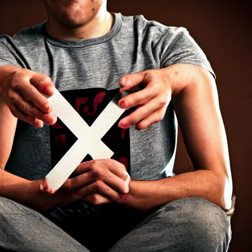 Image similar to man with arms crossed forming an'x'to indicate no