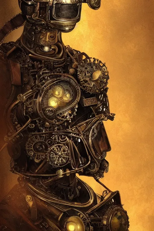 Image similar to steampunk helmet fantasy art mask robot ninja stylized digital illustration sharp focus, elegant intricate digital painting artstation concept art global illumination ray tracing advanced technology chaykin howard and campionpascale and cooke darwyn and davis jack