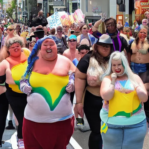 Image similar to ugly fat woman pride parade