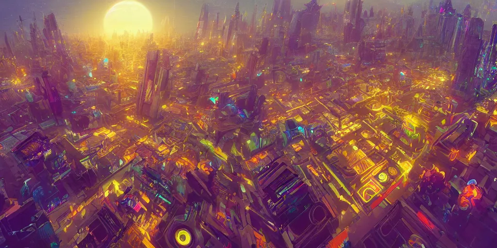 Prompt: DMT city, concept art by beeple, android jones and Seth McMahon