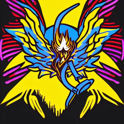 Prompt: svg vector sticker of rising-phoenix burning-eagle, wings-spread, rocking out, wearing headphones, huge speakers, dancing, rave, DJ, spinning records, digital art, amazing composition, rule-of-thirds, award-winning, trending on artstation, featured on deviantart