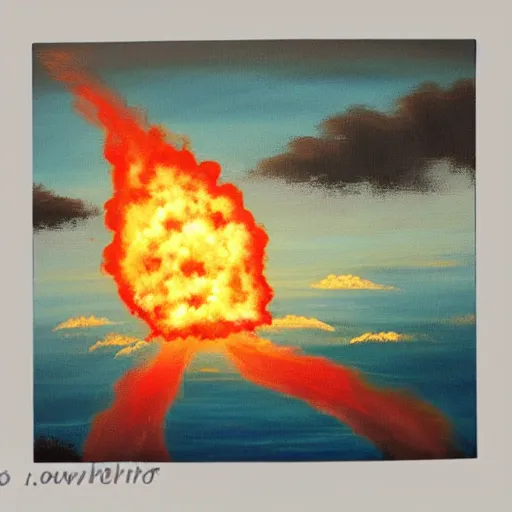 Prompt: a painting of a very relaxing and cute nuclear explosion