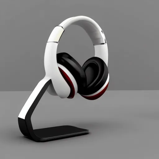 Image similar to wireless headphone stand, futuristic, techno, cyberpunk, product design, render, concept, fun, cute