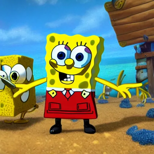 Prompt: Spongebob meets patchy the Pirates, hyper realistic, HD, HQ, photo realistic