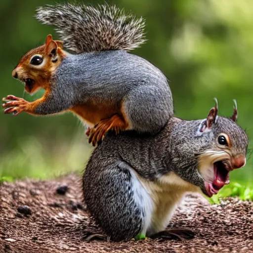 Image similar to ultra detailed photo of man screaming thrashing on the ground while a squirrel crawls out of a gaping hole in his chest