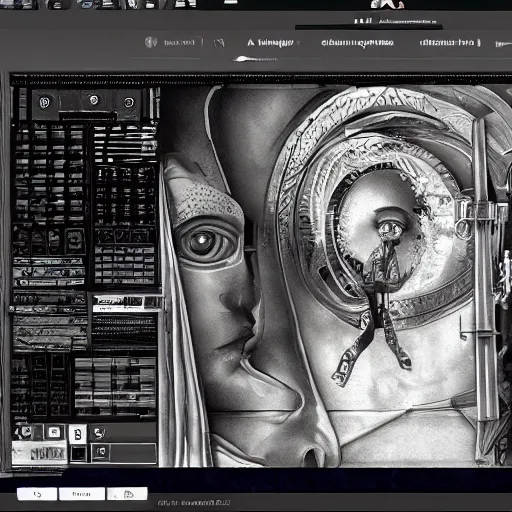 Image similar to god captured in a machine, trending art station