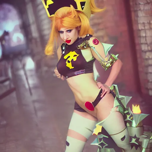 Prompt: bowsette cosplay, render in octane