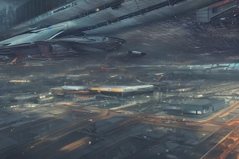 Image similar to cyberpunk airport, intricate, 8k highly professionally detailed, HDR, CGsociety