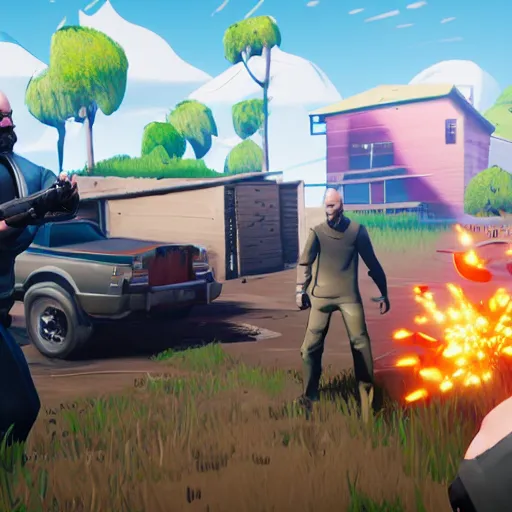 Image similar to walter white in fortnite gameplay by greg rutkowski