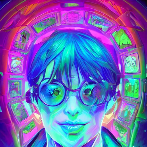 Image similar to skill magic geek inside matrix deepdream radiating a glowing aura stuff loot legends stylized digital illustration video game icon artstation lois van baarle, ilya kuvshinov, rossdraws,