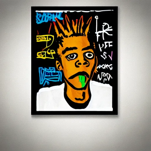 Image similar to “ crypto punk in the style of basquiat ”