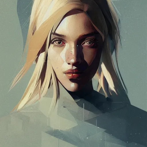 Image similar to Beautiful girl with blond hair profile picture by Greg Rutkowski, asymmetrical, Organic Painting , Matte Painting, geometric shapes, hard edges, street art, trending on the artstation:2 by Sachin Teng:4