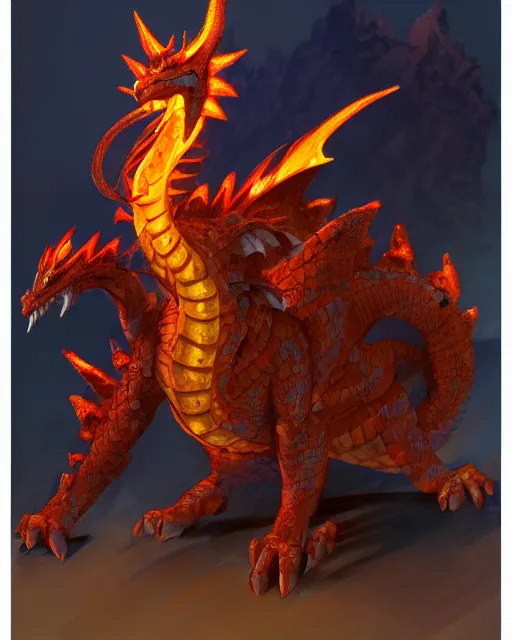 Image similar to A fire dragon, dungeons and dragons, blizzard entertainment, industrial light and magic, pixar