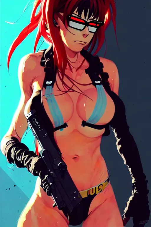 Image similar to a ultradetailed beautiful panting of revy from black lagoon, by conrad roset, greg rutkowski and makoto shinkai, trending on artstation