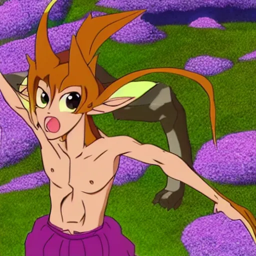 Prompt: anime still of elora the faun from the 1 9 9 9 japanese anime television series'spyro x sparks : tondemo tours'