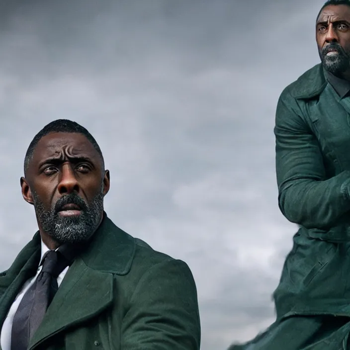 Image similar to film still of Idris Elba as Green Lanturn in new DC film, photorealistic 4k