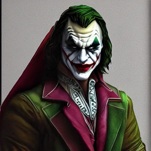 Image similar to ezio auditore as the joker, 8 k, very detailed, very intricate,