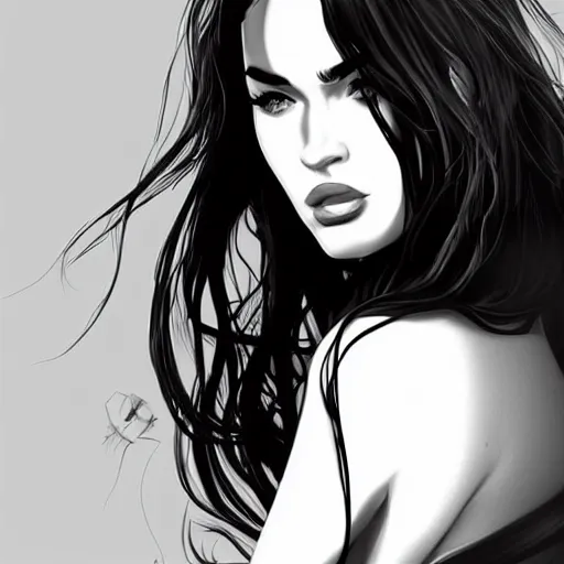 Prompt: megan fox portrait, artwork by sam yang, graphic design, wacom, animeart, lofi anime, character art, digital illustration