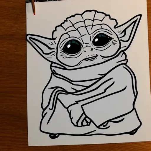 Prompt: kawaii yoda, 2d, lineart