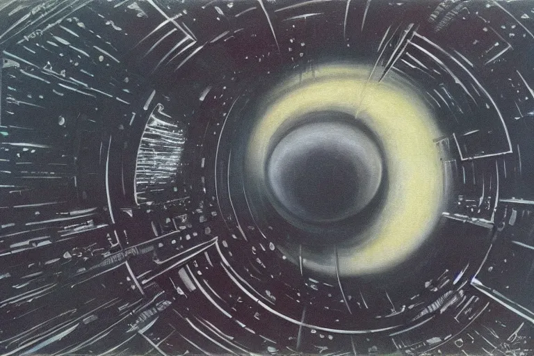 Prompt: painting by h. r. giger, infinite cosmos, blackhole sun, cosmic horror, warp space, sharp focus, unimaginable composition, incredible depth, void, oblivion