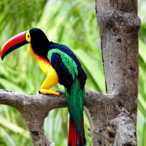 Image similar to a toucan and frog hybrid