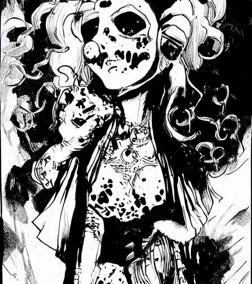 Prompt: portrait of Dc vertigo Death as a cutie goth girl by, Mike Mignola, chris bachalo, shaded ink illustration