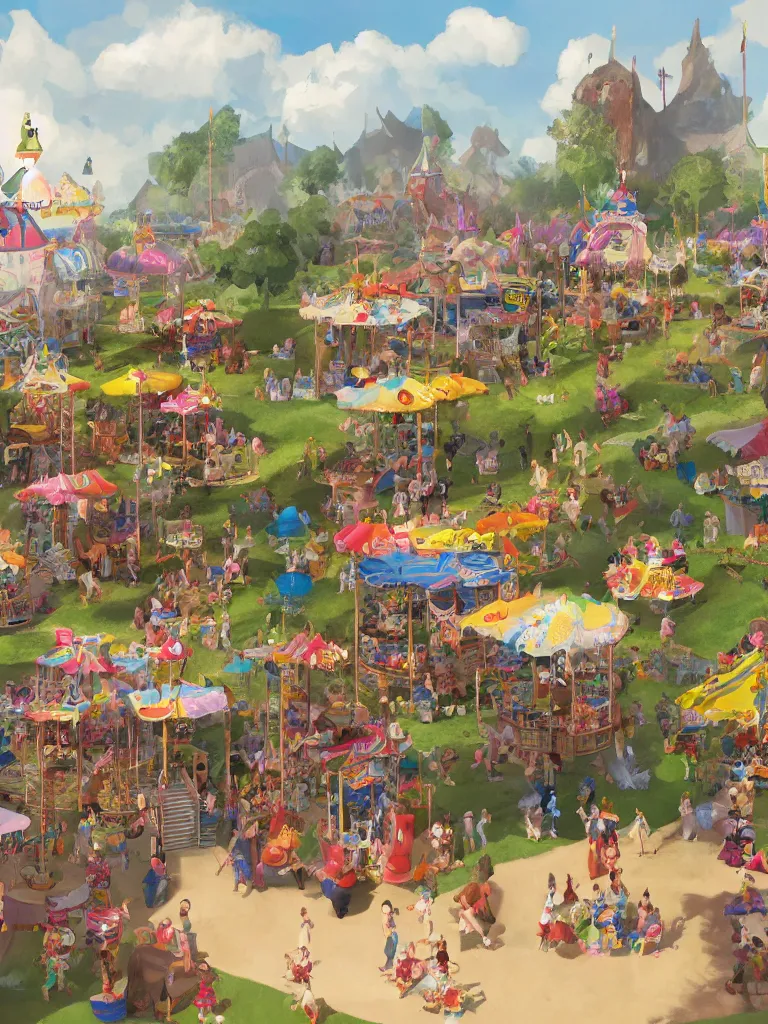 Image similar to summer fair by disney concept artists, blunt borders, rule of thirds