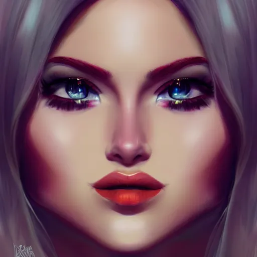 Image similar to beauty woman, makeup, trending on artstation, 8 mm, by Artgerm