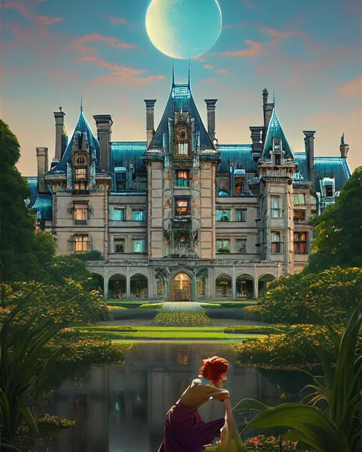 Prompt: highly detailed surreal vfx portrait of the biltmore estate, stephen bliss, unreal engine, greg rutkowski, loish, rhads, beeple, makoto shinkai and lois van baarle, ilya kuvshinov, rossdraws, tom bagshaw, alphonse mucha, global illumination, detailed and intricate environment