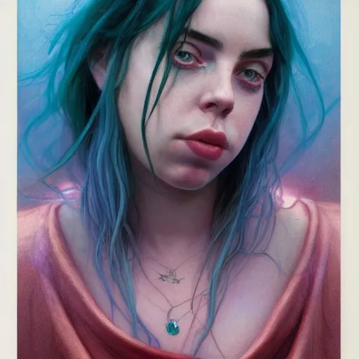 Prompt: Billie Eilish, by Mark Brooks, by Donato Giancola, by Victor Nizovtsev, by Chris Moore, by Gabriel Dawe