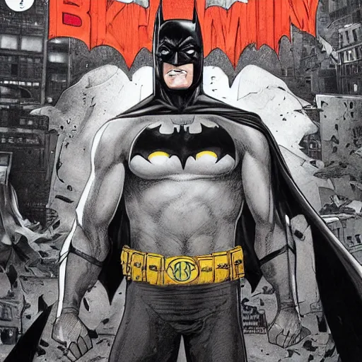Prompt: comic book cover art of batman by lee bermejo and greg rutkowski