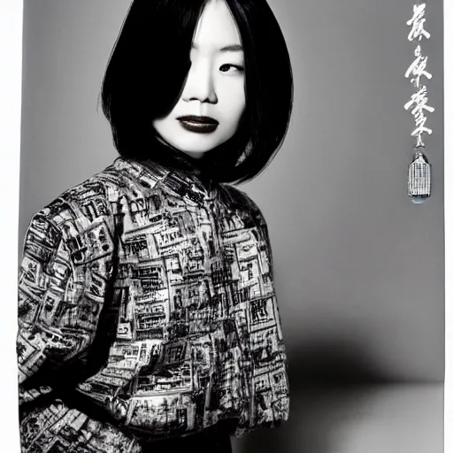 Image similar to A Chinese woman wearing clothes from 2078, portrait, Taschen, by David Bailey