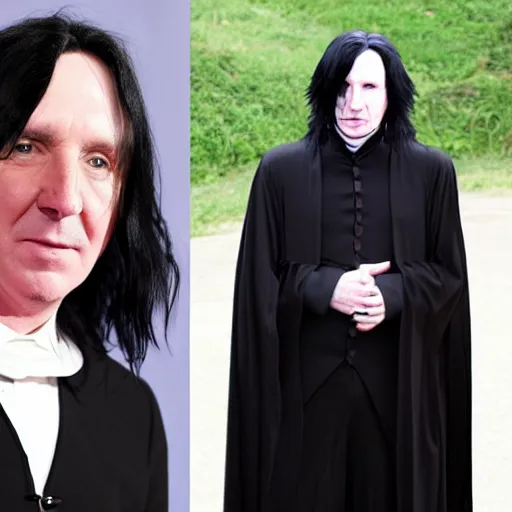 Prompt: Severus Snape dressed as Billie Eilish