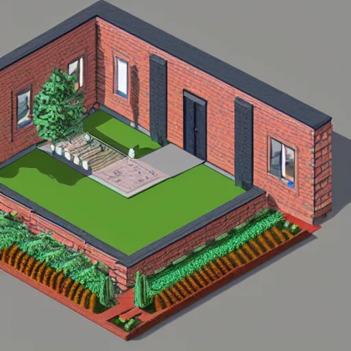 Prompt: isometric british landscape design