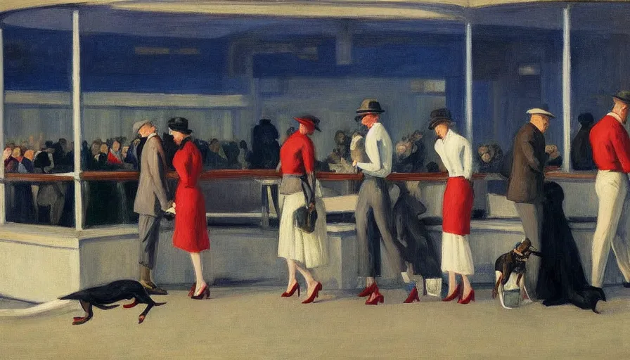 Image similar to at the greyhound race, by edward hopper, full resolution