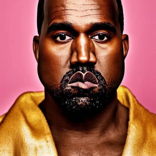 Prompt: the face of kanye west wearing a royal robe and crown at 4 2 years old, portrait by julia cameron, chiaroscuro lighting, shallow depth of field, 8 0 mm, f 1. 8