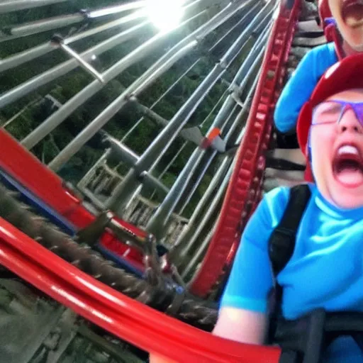 Image similar to Roller Coaster selfie screaming crying