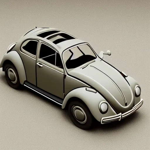 Prompt: a clay model of an old vw beetle, high quality, high resolution,very detailed and intricate, studio soft lighting, ambient occlusion