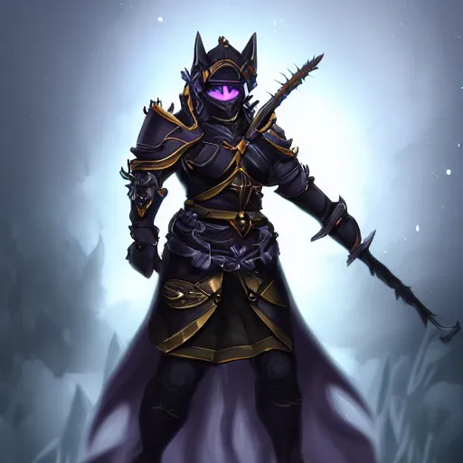 Image similar to cat paladin epic digital art, shrouded in darkness 4 k