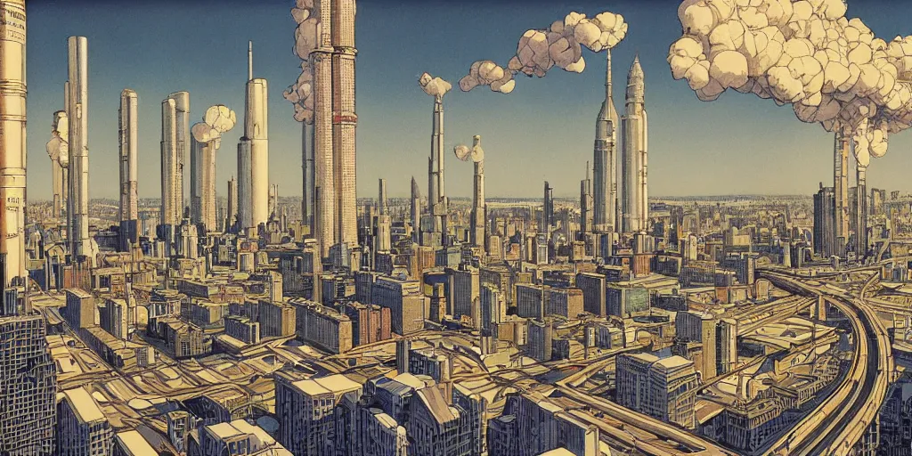 Image similar to koyaanisqatsi, by Francois Schuiten