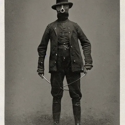 Image similar to a photograph of a half - man half - fox bandit from the 1 8 9 0 s