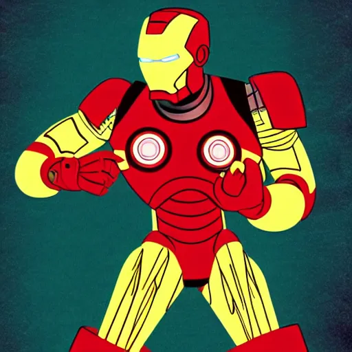 Image similar to iron man in old disney 9 0's style