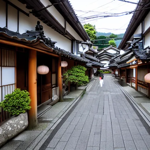 Prompt: Traditional Japanese towns - higashi chaya district
