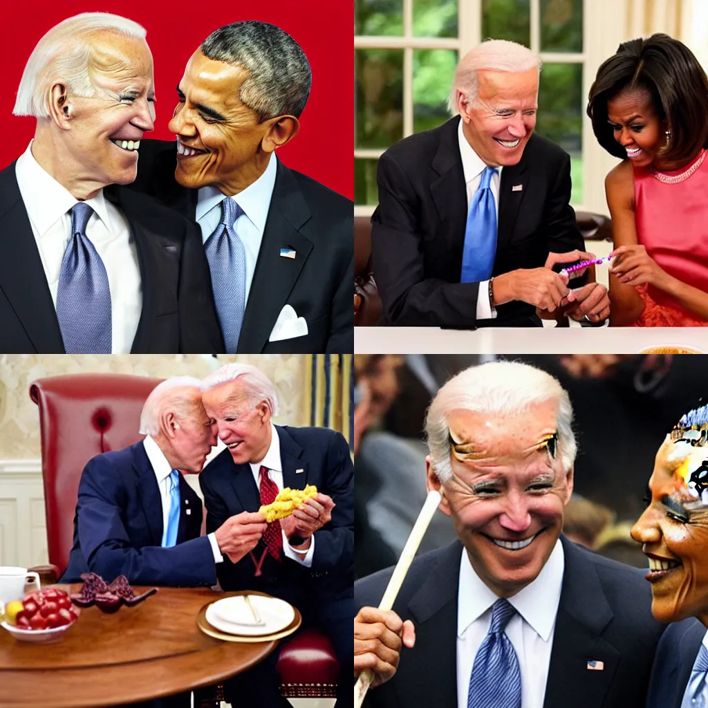 Prompt: barack obama feeding joe biden a lolipop